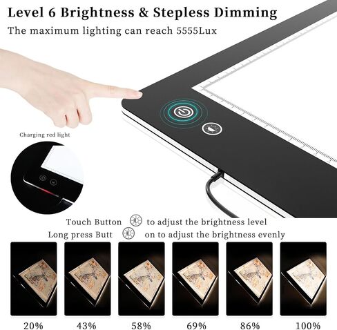 PICOVISTA A1 Large Light Pad for Diamond Painting,LED Tracing Light Box with 3 Color Modes and Adjustable Brightness,Battery Powered Oversize Light Table for Weeding Vinyl,Drawing,Sketching,Artists in Saudi Arabia