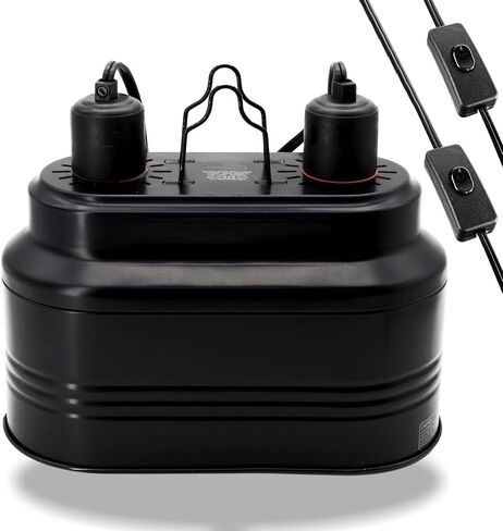 Reptile Dual Light Fixture with Dimming Switch and Timer, Deep Dome Reptile Heat Lamp Fixture Double Dome UVB Light Fixture, Double Dome Lamp Fixture for Basking Heat Bulb for Terrariums in Saudi Arabia