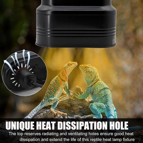 Reptile Dual Light Fixture with Dimming Switch and Timer, Deep Dome Reptile Heat Lamp Fixture Double Dome UVB Light Fixture, Double Dome Lamp Fixture for Basking Heat Bulb for Terrariums in Saudi Arabia