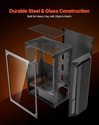 علبة ألعاب Vevor PC ، متوسطة ، حافظة كمبيوتر مع لوحة زجاجية عالية التهوية ، مرشح الغبار ، 4 × 120 مم من المعجبين ArgB ، إدارة سهلة الكابلات ، ل GPU حتى 320 مم ، من أجل ATX/M-ATX/ITX in Kuwait
