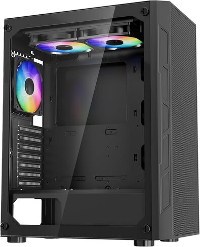 VEVOR PC Gaming Case, Mid-Tower, Computer Case with High-Airflow Tempered Glass Panel, Dust Filter, 4 x 120 mm ARGB Fans, Easy Cable Management, for GPU up to 320 mm in Length, for ATX/M-ATX/ITX in Saudi Arabia