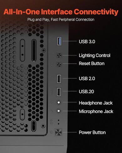 VEVOR PC Gaming Case, Mid-Tower, Computer Case with High-Airflow Tempered Glass Panel, Dust Filter, 4 x 120 mm ARGB Fans, Easy Cable Management, for GPU up to 320 mm in Length, for ATX/M-ATX/ITX in Saudi Arabia