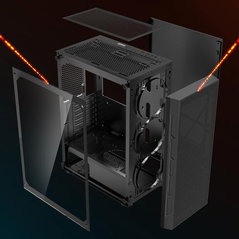 VEVOR PC Gaming Case, Mid-Tower, Computer Case with High-Airflow Tempered Glass Panel, Dust Filter, 4 x 120 mm ARGB Fans, Easy Cable Management, for GPU up to 320 mm in Length, for ATX/M-ATX/ITX in Saudi Arabia