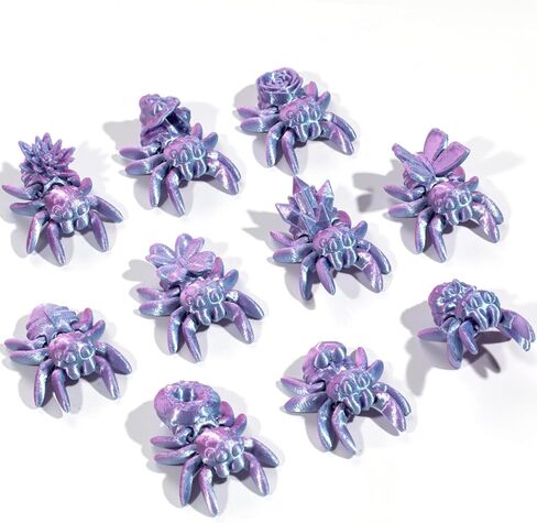 10Pcs 3D Printed Mini Spiders, Articulated Spider Toys for Kids and Adult, 3D Print Animals Fidget Toys Decor for Stress Relief, Desktop Pet (Fantasy Green) in Saudi Arabia