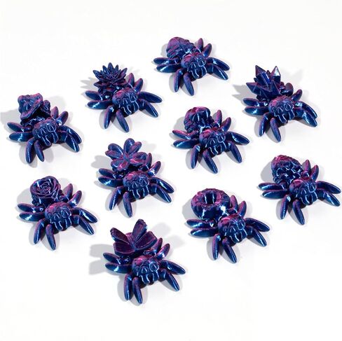 10Pcs 3D Printed Mini Spiders, Articulated Spider Toys for Kids and Adult, 3D Print Animals Fidget Toys Decor for Stress Relief, Desktop Pet (Fantasy Green) in Saudi Arabia