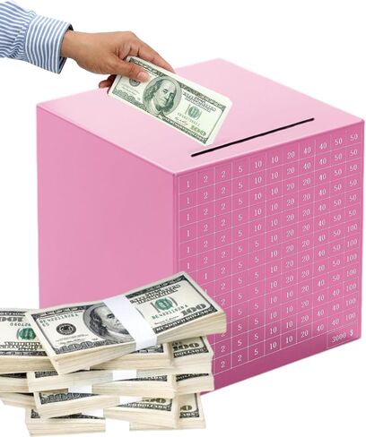 Stainless Steel Money Bank Savings Box Piggy Bank Cash Saver Money Box for Adults Child (3000 Dollar) (Black) in Saudi Arabia