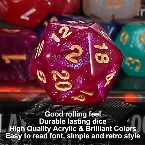 QMay 7 Sets Polyhedral Dice - 49 Pcs (7 X 7) DND Dice + 7 Drawstring Bags in Saudi Arabia