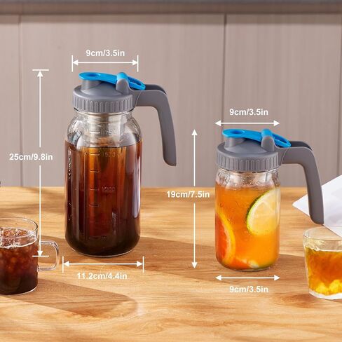 Cold Brew Coffee Maker, 64 oz Wide Mouth Thick Glass Mason Jar with Stainless Steel infuser for Iced Coffee, Fruit Drinks in Saudi Arabia
