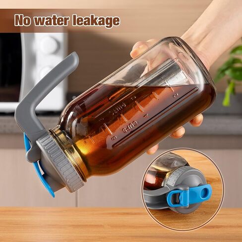 Cold Brew Coffee Maker, 64 oz Wide Mouth Thick Glass Mason Jar with Stainless Steel infuser for Iced Coffee, Fruit Drinks in Saudi Arabia