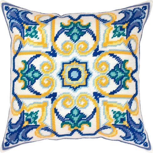 BRVSK ORNAMBENTELOINT KIT للبالغين والمبتدئين - البيزنطية 16 ″ × 16 ″ مع تصميم مطبوع واضح ودقيق على قماش القطن ؛ يتضمن 2 إبرًا ، غزلًا ، ورسمًا سهلاً للقراءة in Kuwait