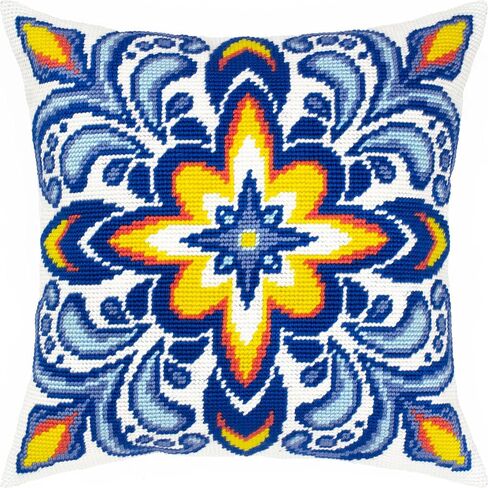 BRVSK ORNAMBENTELOINT KIT للبالغين والمبتدئين - البيزنطية 16 ″ × 16 ″ مع تصميم مطبوع واضح ودقيق على قماش القطن ؛ يتضمن 2 إبرًا ، غزلًا ، ورسمًا سهلاً للقراءة in Kuwait