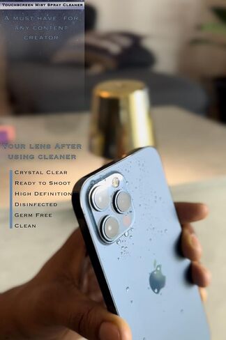Touchscreen Mist Spray Cleaner - Lens & Screen Cleaner for Laptop, MacBook, iPhone Screen, Android Screen Cleaner. 2 in 1 Spray and Microfiber Screen Cleaner. (Blue) in Saudi Arabia