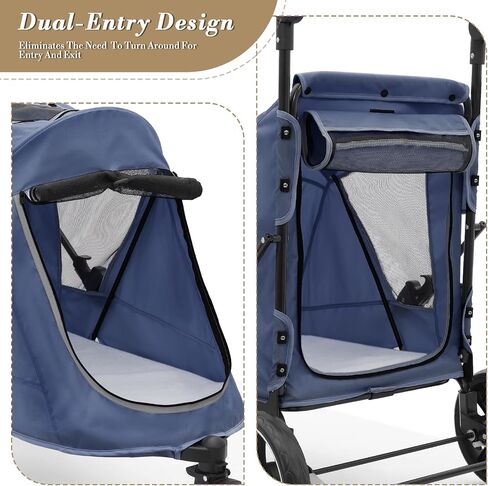 Athena Collection 3 Wheels Pet Stroller Fabric Dog Cart Dog Stroller for Large Dogs 55 Lbs Pet Stroller with Mesh Windows, Zipper Back Pocket, Safety Tether, Angle Adjustable Handlebar, Black in Saudi Arabia