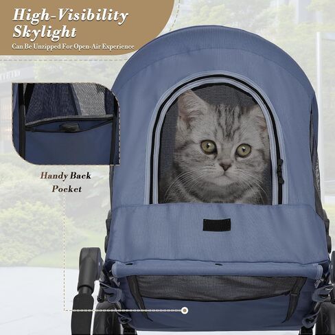 Athena Collection 3 Wheels Pet Stroller Fabric Dog Cart Dog Stroller for Large Dogs 55 Lbs Pet Stroller with Mesh Windows, Zipper Back Pocket, Safety Tether, Angle Adjustable Handlebar, Black in Saudi Arabia