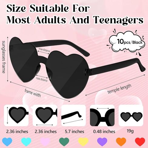 NACHLYNN 10 Pairs Heart Sunglasses Women Rimless Heart Shaped Sunglasses Candy Color Heart Glasses for Costumes Cosplay (Green) in Kuwait