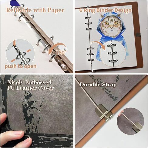Jarowslly Watercolor Sketchbook, Leather Watercolor Journal, 9.06"x6.69", 140LB/300GSM, 24 Sheets, 48 Pages, 100% Cotton Watercolor Paper, Watercolor Book for Adults, Artists, Students (Light Brown) in Kuwait