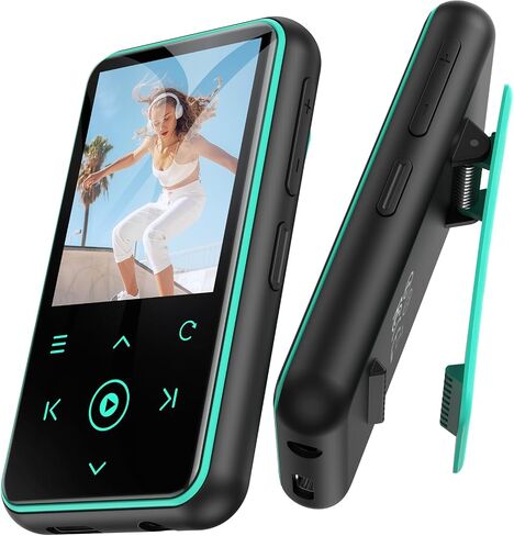 AGPTEK 64GB MP3 Player with Clip, 1.8 inch Bluetooth 5.3 Music Player with FM Radio, Voice Recorder for Sport Running, Supports up to 128GB TF Card, Model: M2, Blue in Saudi Arabia