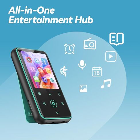 AGPTEK 64GB MP3 Player with Clip, 1.8 inch Bluetooth 5.3 Music Player with FM Radio, Voice Recorder for Sport Running, Supports up to 128GB TF Card, Model: M2, Blue in Saudi Arabia