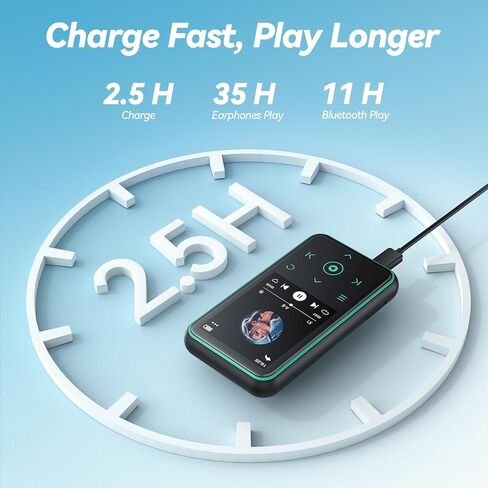 AGPTEK 64GB MP3 Player with Clip, 1.8 inch Bluetooth 5.3 Music Player with FM Radio, Voice Recorder for Sport Running, Supports up to 128GB TF Card, Model: M2, Blue in Saudi Arabia