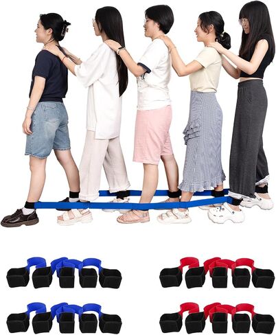 6 Legged Race Band, Outdoor Party Group Game for Kid Adult, Cooperative Team Race for Birthday Party, Relay Race, Field Day, Team-Building, Backyard Activity Game with Carrying Pouch(2 Pack in Saudi Arabia