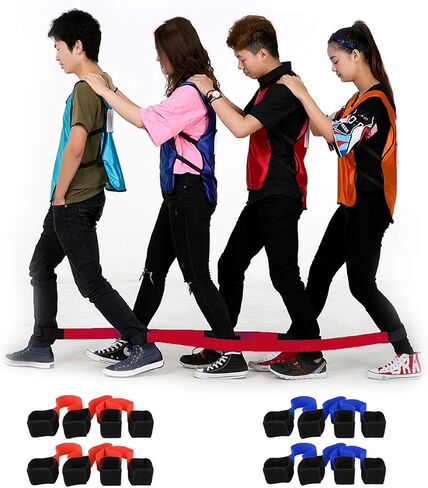 6 Legged Race Band, Outdoor Party Group Game for Kid Adult, Cooperative Team Race for Birthday Party, Relay Race, Field Day, Team-Building, Backyard Activity Game with Carrying Pouch(2 Pack in Saudi Arabia