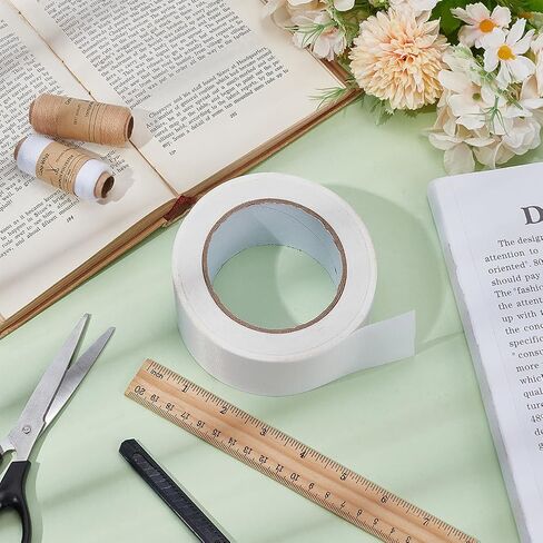BENECREAT 49 Yards White Book Repair Tape, 1.6 Inch Adhesive Binding Tape for Book Binding Repair, Nylon Reinforcement Tape, Archival Book Repair Tape Library Supplies in Saudi Arabia