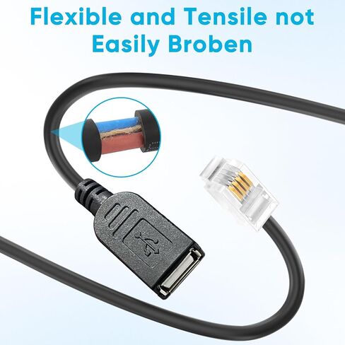 RJ9 ذكر إلى كابل أنثى USB ، مناسب لكابلات هاتف VoIP المتعددة ، متوافقة مع معظم هواتف Avaya Landline (RJ9TOUSB30cm) in Kuwait