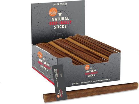 Canine Naturals | Natural Beef & Bully Sticks | Long-Lasting, Odor Free, High Protein Chews Made with 100% Real Bully | 4 Count Large Sticks in Kuwait