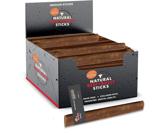 Canine Naturals | Natural Beef & Bully Sticks | Long-Lasting, Odor Free, High Protein Chews Made with 100% Real Bully | 4 Count Large Sticks in Kuwait