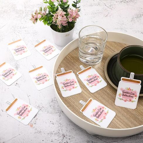 Sureio 200 Pieces Tumbler Cup Cards, Cup Care Instructions Cards, Tumbler Care, Mug Insert for Business, Customer Directions, Online Shop Package Insert in Kuwait