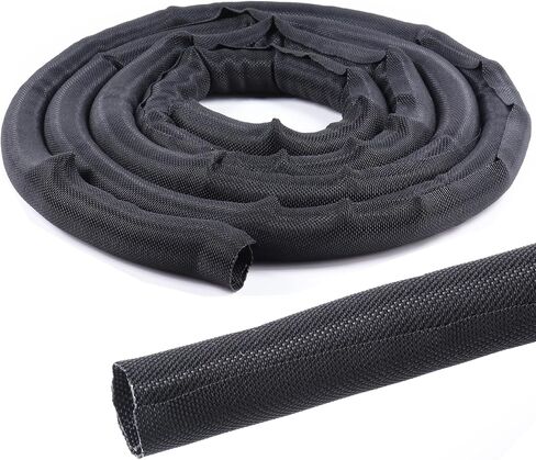 Braided Split Wire Loom Wire Insulation Sleeving Cable Tubing Wrap Harness Hose Protect and Organized (Black, 1/4''(5mm) - 8feet) in Kuwait