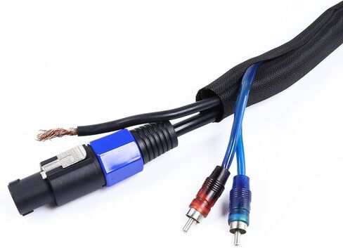 Braided Split Wire Loom Wire Insulation Sleeving Cable Tubing Wrap Harness Hose Protect and Organized (Black, 1/4''(5mm) - 8feet) in Kuwait