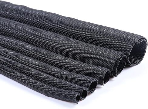 Braided Split Wire Loom Wire Insulation Sleeving Cable Tubing Wrap Harness Hose Protect and Organized (Black, 1/4''(5mm) - 8feet) in Kuwait