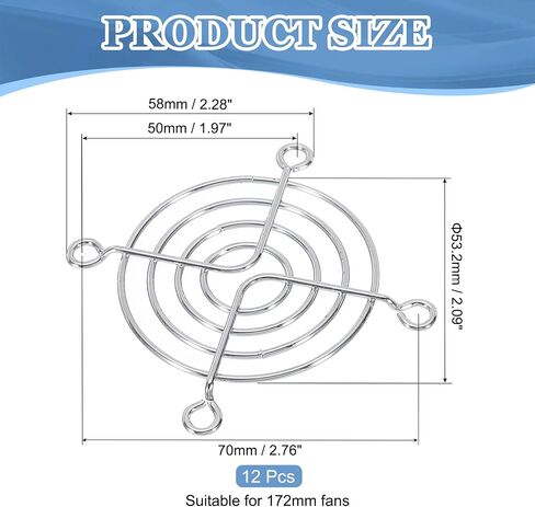 Patikil 47.5mm Fan Finger Grill ، 12 Pack Metal Grill Protector Guard Fan Cover Fan Protection for 47.5mm Most Fans Equipment Computer DIY in Saudi Arabia