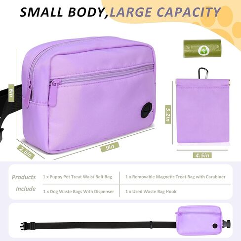 أكياس معالجة الكلب الجرو لتدريب الحيوانات الأليفة حقيبة تدريب على الكلاب ، حزمة الكلب المشي مع carabiner ، موزع حقيبة أنبوب مدمجة وإعادة استخدام حامل حقيبة أنبوب الكلب ، حزام الخصر للحيوانات الأليفة جرو (أسود) in Kuwait