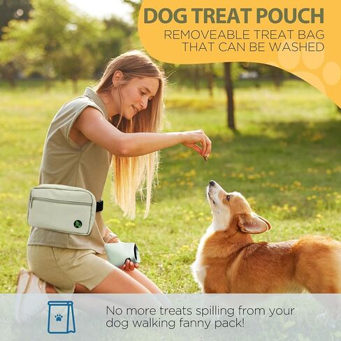 Puppy Dog Treat Pouches for Pet Training Treat Bag for Dog Training, Dog Walking Fanny Pack with Carabiner, Built-in Poop Bag Dispenser & Reuse Dog Poop Bag Holder, Puppy Pet Treat Waist Belt (Black) in Saudi Arabia