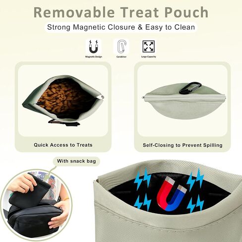 Puppy Dog Treat Pouches for Pet Training Treat Bag for Dog Training, Dog Walking Fanny Pack with Carabiner, Built-in Poop Bag Dispenser & Reuse Dog Poop Bag Holder, Puppy Pet Treat Waist Belt (Black) in Saudi Arabia