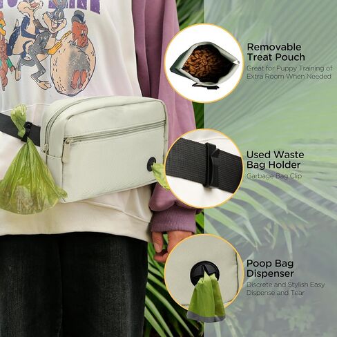 Puppy Dog Treat Pouches for Pet Training Treat Bag for Dog Training, Dog Walking Fanny Pack with Carabiner, Built-in Poop Bag Dispenser & Reuse Dog Poop Bag Holder, Puppy Pet Treat Waist Belt (Black) in Saudi Arabia
