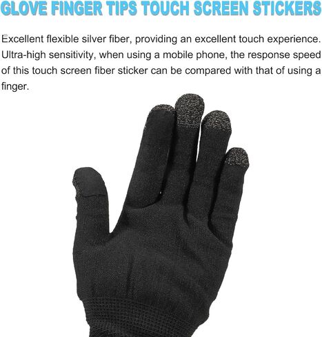 MECCANIXITY Gloves Touch Screen Sticker 1" x 4/5" Ultra High Sensitivity Flexible Carbon Fiber Ultra Thin Stickers Black for Gloves, 8 Pcs(10 in 1) in Saudi Arabia