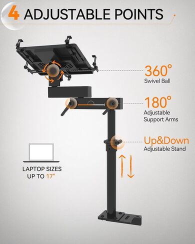 MELIPRON Vehicle Laptop Mount Fit for Jeep Wrangler JK 07-17 No-Drill Truck Laptop Stand Holder for Passenger Seat Fit Laptops Up to 17" in Kuwait