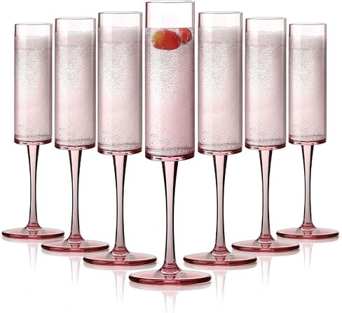 16 Pack Plastic Champagne Flutes, 5.5 Oz Unbreakable Goblet Glasses Reusable Champagne Toasting Cups - Modern & Elegant for Wedding Party Anniversary Christmas Birthday (5.5oz-Pink-16pack) in Saudi Arabia