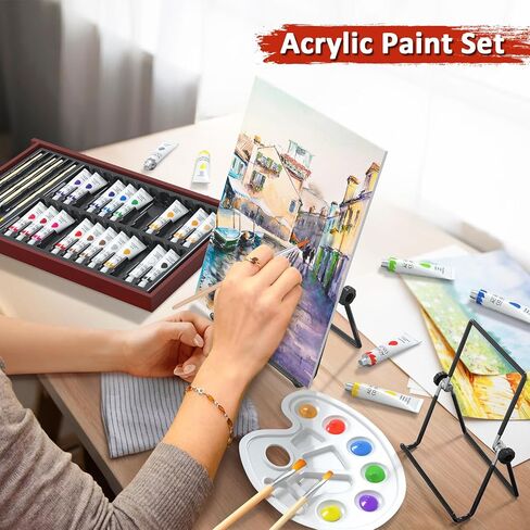 200 Piece Deluxe Art Set, Art Supplies with 3 Drawing Pads, Acrylic Paints, Crayons, Colored Pencils Set in Wooden Case, Professional Art Kit, for Adults, Teens and Artist, Paint Supplies in Saudi Arabia