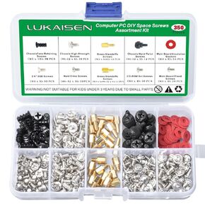 516PCS Computer Screws Assortment Kit, 6-32 Male to M3 Female Carbon Steel Black Zinc Plated Motherboard Standoffs Screws for 2.5''SSD Hard Drive Fan Power Graphics Chassis CD-ROM Computer ATX Case