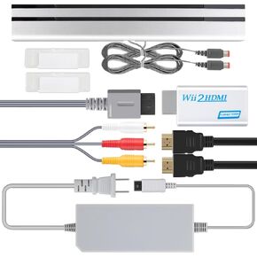 Wii Cord Adapter 6 Pieces Kit - Wii Power Cord,Wii Sensor Bar*2,Wii to HDMI Converter,Audio Video Cable,5ft High-Speed HDMI Cable Compatible with Nintendo Wii