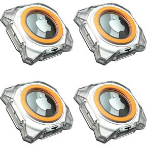AirTag Holder Waterproof Stick-on Mount Case for Apple Airtag, 3M Double-Sided Adhesive Tape Hidden Protective GPS Tracker Case, Bike, Bicycle, Car, Loop, Motorcycle 4 Packs Transparent