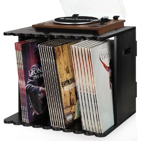 Vinyl Record Storage, Vinyl Record Stand Wall Mount Storage 100+ Records 3 Compartments Record Holder for Magazine, Book, Albums