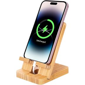 Simple Wooden Phone Stand, Foldable Travel Desktop Phone Stand (Bamboo)