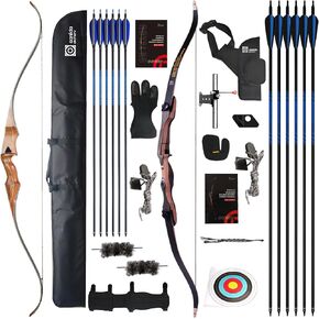 Sanlida Archery 60" Royal X8 One-Piece Bow (40lbs) and Noble Recurve Bow Kit (66" 32lbs)