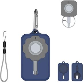 Case for Oura Ring 4 Charger,Soft Skin Silicone Case Cover with Keychain and Lanyard，Full Protective Case for Oura Ring 4 Charger Size 4/5/6/7/8/9/10/11/12/13/14/15-Blue