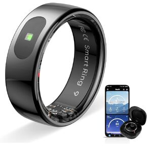 Touch Smart Ring Upgraded Version Health Ring Pro, with Bluetooth Remote Control and Motion Detection, 10ATM Waterproof Fitness Tracker for Men and Women Daily use (Black Touch, 11)